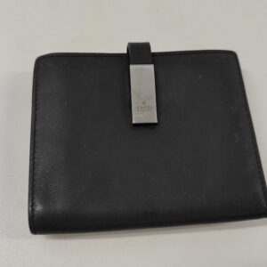 Vintage Gucci Black Leather Money Clip Bifold Wallet